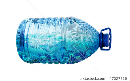 Sea life in plastic bottle isolated on white 47027816
