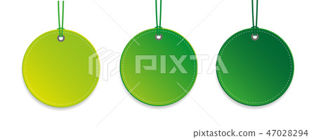 set of three green hanging tags isolated set of three green hanging tags isolated 47028294