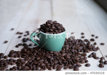 Coffee. Coffee beans. Coffee cup full Coffee. Coffee beans. Coffee cup full 47030328