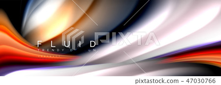 Bright colorful liquid fluid lines on black, modern abstract background Bright colorful liquid fluid lines on black, modern abstract background 47030766