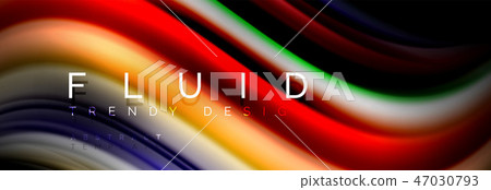 Bright colorful liquid fluid lines on black, modern abstract background Bright colorful liquid fluid lines on black, modern abstract background 47030793