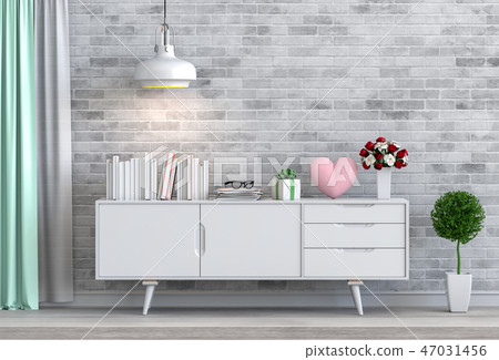 living room and pink heart interior 47031456