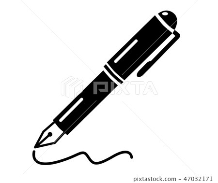 writing pen simple clean black and white vector icon, concept of writing pen simple clean black and white vector icon, concept of 47032171