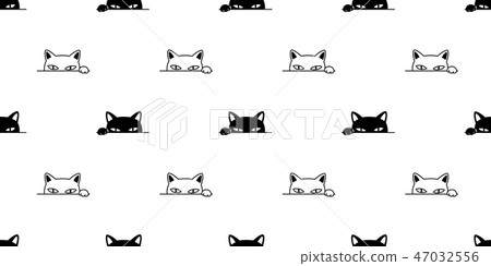 cat Seamless pattern vector paw kitten calico 47032556