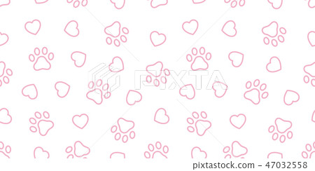 Dog Paw seamless pattern heart vector footprint 47032558