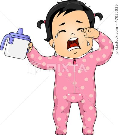 Kid Toddler Girl Crying Sippy Cup Illustration Kid Toddler Girl Crying Sippy Cup Illustration 47033039
