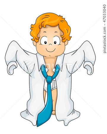 Kid Toddler Boy Wear Dad Long Sleeves Illustration Kid Toddler Boy Wear Dad Long Sleeves Illustration 47033040