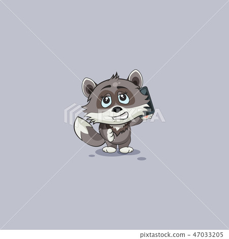 wolf cub pup sticker emoticon with smart phone 47033205