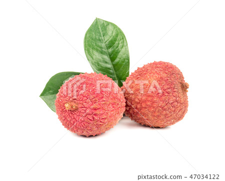 Two lychee fruits 47034122