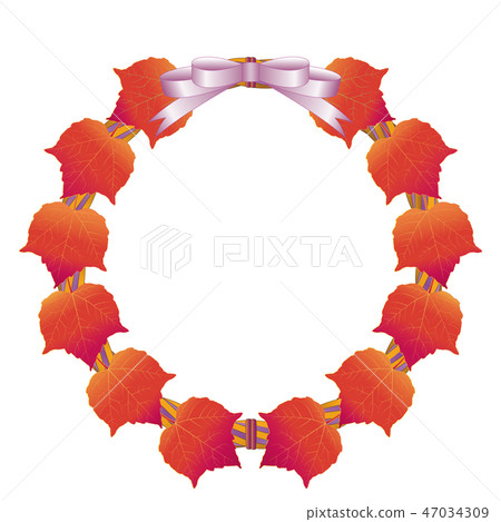 常春藤的花圈6(秋葉和淺紫色的絲帶) 常春藤的花圈6(秋葉和淺紫色的絲帶) 47034309