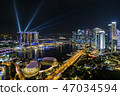 Aerial view of night scene at Singapore  47034594