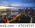 Singapore landmark city skyline during sunrise 47034595