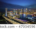 Aerial view of blue hour sunset dusk at Singapore  47034596