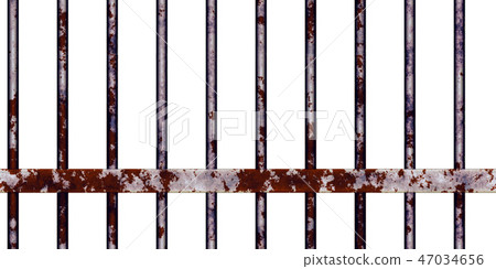 Bright and detailed iron window fence closeup material texture background, front view (seamless connection, high resolution 3D CG rendering ∕ coloring illustration) 47034656