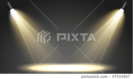 Set of colored searchlights on a transparent background. Bright lighting with spotlights. The 47034907