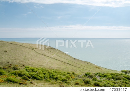 在遠處可以看到寬闊的山丘和視野和渡輪上的草坪 47035457