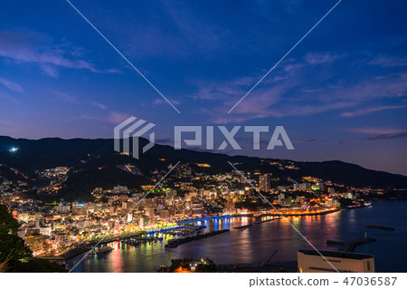 <靜岡縣>熱海夜景，熱海城的景色 47036587