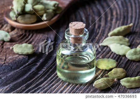 A bottle of cardamon essential oil  47036693