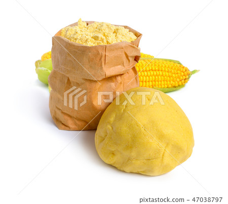 Corn flour and dough. Isolated  47038797