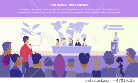Flat Illustration Guy Asks Group Speaker Question Flat Illustration Guy Asks Group Speaker Question 47039120