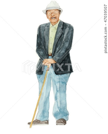 Watercolor senior grandfather smile 47039507