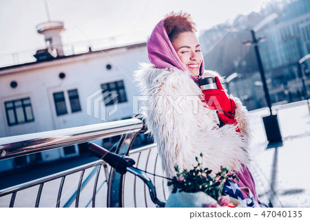 Beautiful international female having joyful mood Beautiful international female having joyful mood 47040135