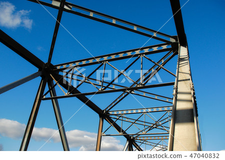 metal bridge structure cloudy sky background metal bridge structure cloudy sky background 47040832
