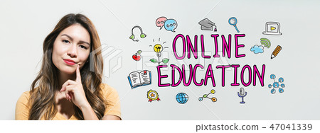 Online education with young woman Online education with young woman 47041339