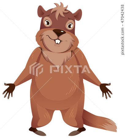 Groundhog Day. Funny groundhog spread his hands Groundhog Day. Funny groundhog spread his hands 47042438