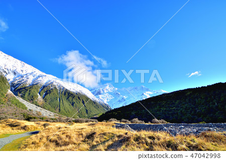 Alps Mt. Cook and National Park in the Southern Hemisphere at Sunrise 47042998