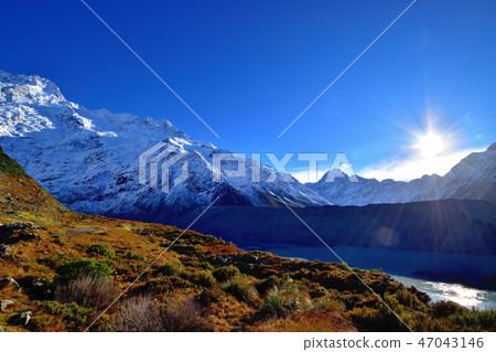 Alps Mt. Cook and National Park in the Southern Hemisphere at Sunrise Alps Mt. Cook and National Park in the Southern Hemisphere at Sunrise 47043146