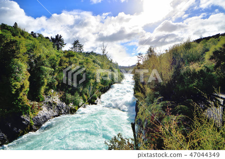 New Zealand's largest lake Lake Taupo and Huka Falls New Zealand's largest lake Lake Taupo and Huka Falls 47044349