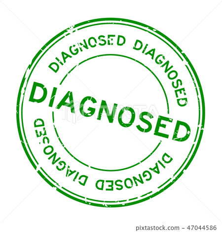 Grunge green diagnosed word round rubber stamp Grunge green diagnosed word round rubber stamp 47044586