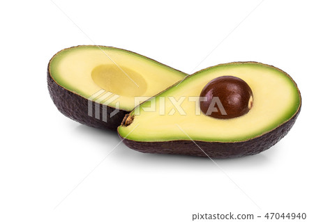 avocado half isolated on white background close up avocado half isolated on white background close up 47044940