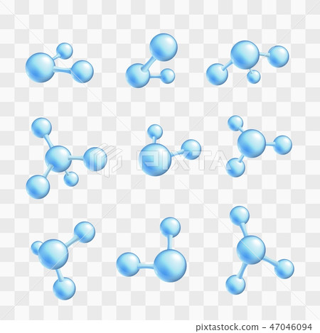 Vector set of abstract atom molecule blue - Stock Illustration ...