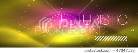 Yellow neon abstract background with dotted circles 47047156