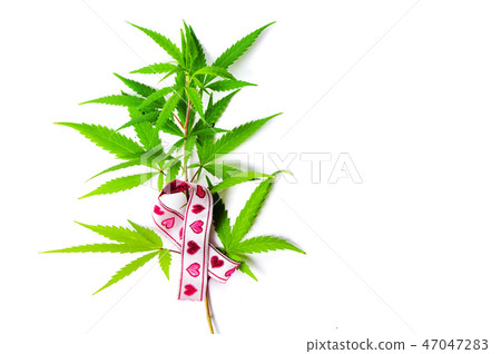 Marijuana leafs with Cancer awareness symbols 47047283