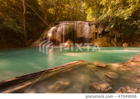 Blue stream deep forest waterfall Blue stream deep forest waterfall 47049806