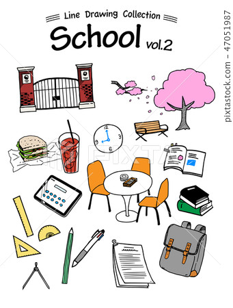School 2-Line Drawing Collection-color 47051987