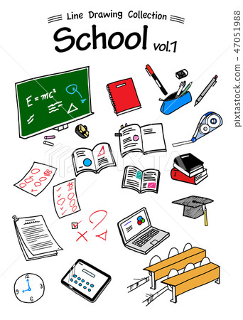 School item line drawing School 1 -Line Drawing Collection-color 47051988