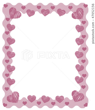 pink zig zag frame border with red pink hearts and place for greeting card text for valentines day 47052156