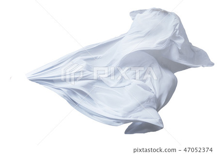 Abstract white flying fabric isolated on white background Abstract white flying fabric isolated on white background 47052374