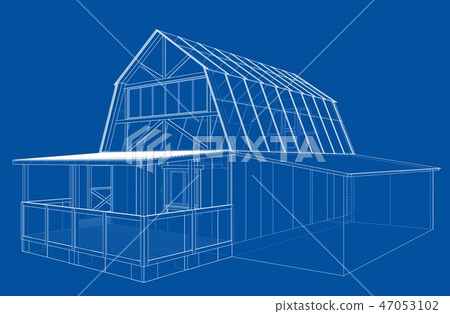 House sketch. Vector rendering of 3d 47053102