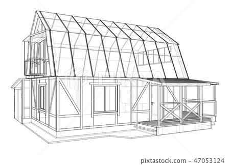 House sketch. Vector rendering of 3d 47053124