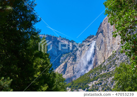 Yosemite National Park Yosemite Falls and contrail 47053239