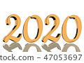 3D Render - The year 2020 in golden numbers 47053697