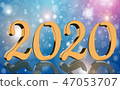 3D Render - The year 2020 in golden numbers 47053707