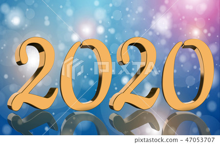 3D Render - The year 2020 in golden numbers 47053707