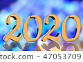 3D Render - The year 2020 in golden numbers 47053709