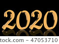 3D Render - The year 2020 in golden numbers 47053710